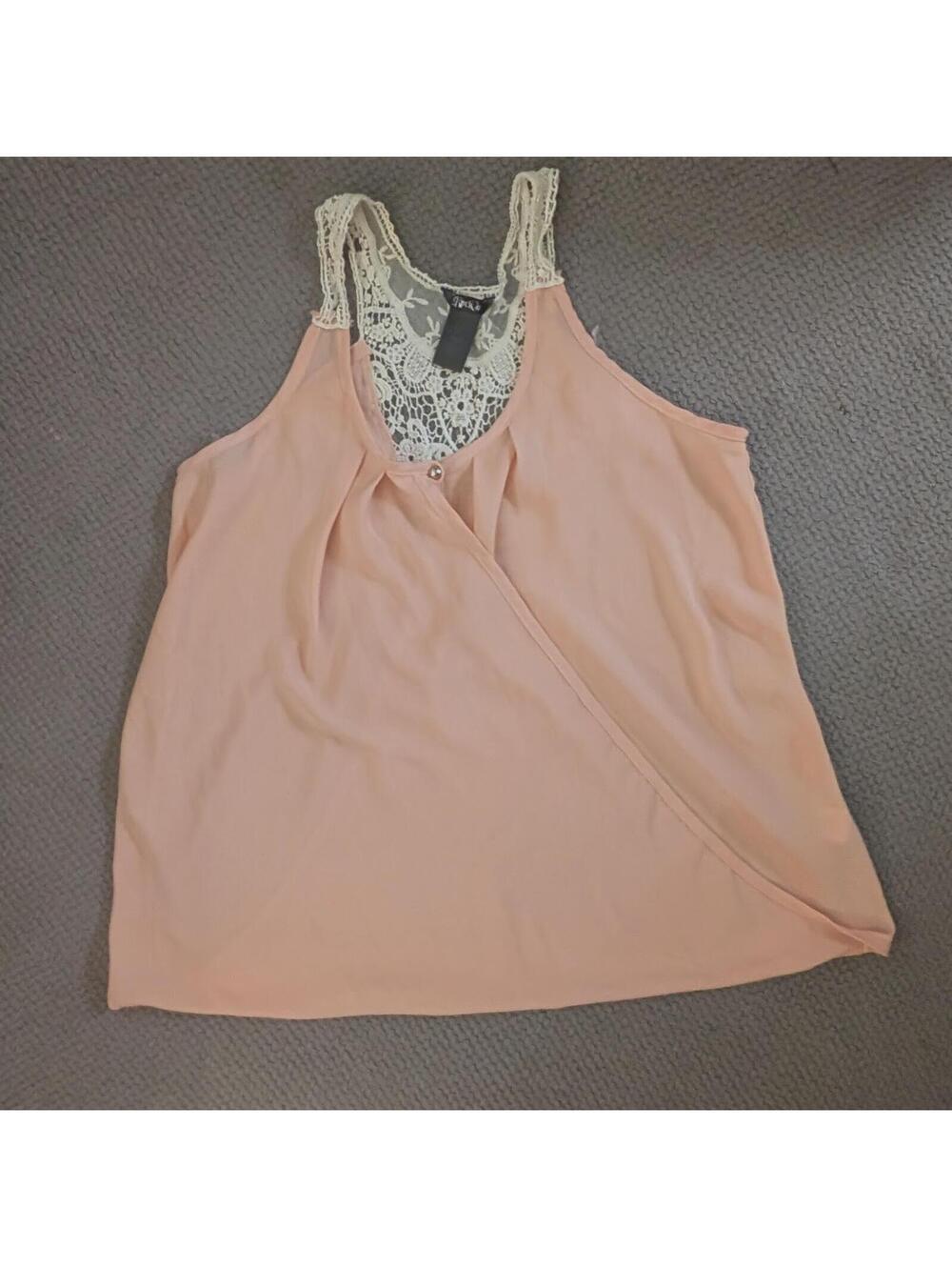 Rock 47 by Wrangler Women's Blush Pink Lace Back Sleeveless Tank Top Size XL